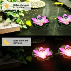OSQI Lampe Solaire Extérieure Lotus, 7 Couleurs RGB LED Étanche Lampe De Piscine De Jardin, Lampe Solaire Lotus Flottante Pour Jardin, Patio, Piscine, Fontaine Et Aquarium (Rose) -Luminaire solaire Soldes 2022 65504125 2