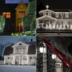 OSQI [Lot De 2] Guirlande Lumineuse Solaire Extérieure, 120 LED Guirlande Lumineuse Solaire Étanche 12M 8 Modes Guirlande Lumineuse En Fil De Cuivre Pour Jardin Patio Mariage Fête De Noël, Blanc Froid -Luminaire solaire Soldes 2022 65504697 4