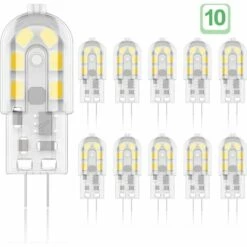 OSQI Ampoule LED G4 2W, équivalent 20W Ampoules Halogènes, Blanc Chaud 3000K, 200Lm, 12x SMD, 12V AC/DC - Lot De 10 [Classe énergétique A+]