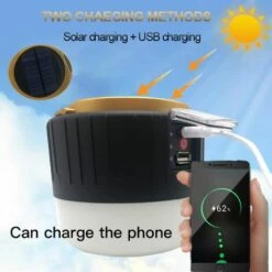 OSQI Lampe De Camping LED Rechargeable Par USB, Lampe Solaire, Batterie Externe 5200 MAh, étanche IPX6, 5 Modes SOS, Portable, Super Lumineuse, Pour Camping, Grotte, Pêche (noir) -Luminaire solaire Soldes 2022 65505885 3