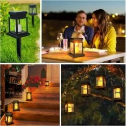 BAICCCF Lanterne Solaire Lot De 6 Lanternes Solaires à Suspendre, Bougies Scintillantes à Effet De Flamme LED, éclairage Décoratif Blanc Chaud Avec Piquets Pour Terrasse, Jardin, Pelouse, Terrasse, Tente, Arbre, Cour - étanche -Luminaire solaire Soldes 2022 65748734 4
