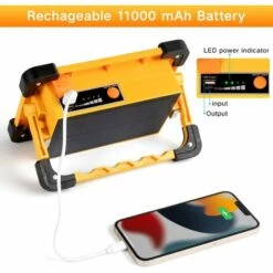 BEARSU Projecteur LED Rechargeable 80W, 4 Modes 180° Lampe De Travail Solaire Portable Réglable, Projecteur LED De Chantier De Construction Pour Camping, Urgence -Luminaire solaire Soldes 2022 65844470 2