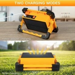 BEARSU Projecteur LED Rechargeable 80W, 4 Modes 180° Lampe De Travail Solaire Portable Réglable, Projecteur LED De Chantier De Construction Pour Camping, Urgence -Luminaire solaire Soldes 2022 65844470 4