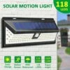 LINKLIFE™ Lampe Solaire Applique Murale 118 LED Avec Detecteur IP65 Étanche Pour Jardin Éclairage Extérieure -Luminaire solaire Soldes 2022 65848821 1