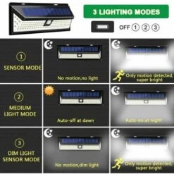 LINKLIFE™ Lampe Solaire Applique Murale 118 LED Avec Detecteur IP65 Étanche Pour Jardin Éclairage Extérieure -Luminaire solaire Soldes 2022 65848821 2