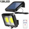 KAEJYIUT Lampes Solaires Pour L'Extérieur Avec Détecteur De Mouvement, 128 Projecteurs Led Lumières Solaires Super Lumineuses Pour L'Extérieur Led Ip65 étanche 3 Modes Applique Solaire Murale -Luminaire solaire Soldes 2022 65875446 1
