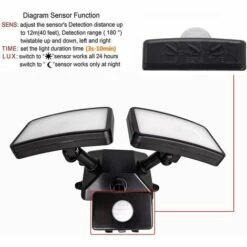 RHAFAYRE Projecteur Solaire D'extérieur, Lumières De Sécurité Solaires Avec Détecteur De Mouvement, Blanc Froid 6000K, IP54 étanche 360 Angle Réglable Spot Solaire De Jardin Pour Mur De Porte D'entrée De Jardin De Garage -Luminaire solaire Soldes 2022 65919006 5