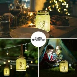 BF 1pc Solar Fairy Jar - Décor De Jardin Lanterne - Halloween Kids Gift White Dot Fairy Jar Lights -Luminaire solaire Soldes 2022 66111781 3