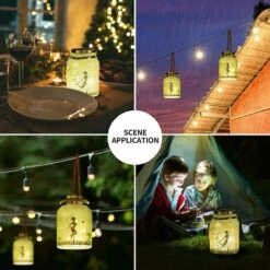 BF 1pc Solar Fairy Jar - Décor De Jardin Lanterne - Halloween Kids Gift White Dot Fairy Jar Lights -Luminaire solaire Soldes 2022 66111781 4