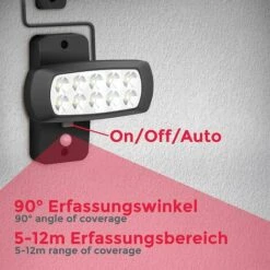 MEZHENG Lampe Solaire LED Extérieur IP44, Détecteur De Mouvements PIR, Projecteur Mural Maison Terrasse Balcon Noir, Protégé Contre Des éclaboussures, Lumière Blanche Froide 6500K -Luminaire solaire Soldes 2022 66369612 3