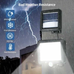 GOECO Lampe Solaire Extérieur, Lumière Solaire Avec Detecteur De Mouvement, Lampe De Sécurité Avec Câble De 5M Étanche IP65, 160 LED 3 Modes, Pour Cabanon Garage Jardin Balcon -Luminaire solaire Soldes 2022 66718664 2