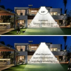 GOECO Lampe Solaire Extérieur, Lumière Solaire Avec Detecteur De Mouvement, Lampe De Sécurité Avec Câble De 5M Étanche IP65, 160 LED 3 Modes, Pour Cabanon Garage Jardin Balcon -Luminaire solaire Soldes 2022 66718664 3