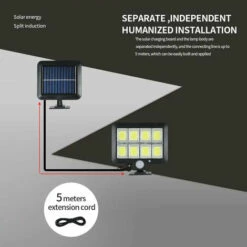 GOECO Lampe Solaire Extérieur, Lumière Solaire Avec Detecteur De Mouvement, Lampe De Sécurité Avec Câble De 5M Étanche IP65, 160 LED 3 Modes, Pour Cabanon Garage Jardin Balcon -Luminaire solaire Soldes 2022 66718664 4