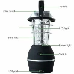 MODOU Lampe De Camping, Lanterne Solaire LED Ultra Bright, 2 Modes D'éclairage Réglable, 5 Méthodes De Charge, Avec Dynamo à Manivelle, Longue Durée D'éclairage Pour Camping Randonnée Pêche Secours -Luminaire solaire Soldes 2022 66741858 3