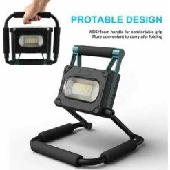 FLETéçA Projecteur LED Rechargeable Solaire Projecteur De Chantier 30W 1000LM 3600mAh Lumiere De Chantier Portable Avec USB Lumière De Sécurité D'urgence Rotation à 360° Pour Garage, Chantier, Camping -Luminaire solaire Soldes 2022 66968554 3