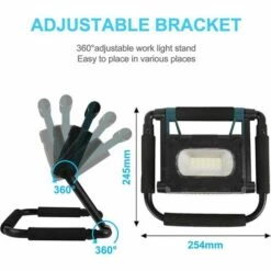 FLETéçA Projecteur LED Rechargeable Solaire Projecteur De Chantier 30W 1000LM 3600mAh Lumiere De Chantier Portable Avec USB Lumière De Sécurité D'urgence Rotation à 360° Pour Garage, Chantier, Camping -Luminaire solaire Soldes 2022 66968554 5