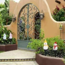 YIDOMDE Lumières Solaires De Jardin Lumières De Piquet De Bonhomme De Neige De Noël Lumières Solaires D'entrée Extérieure Éclairage étanche Pour La Décoration De La Cour，Light Blue. -Luminaire solaire Soldes 2022 67289613 4