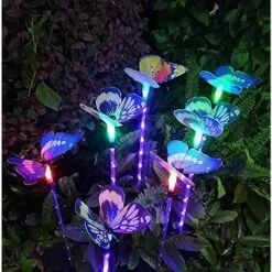 LLOVE Lumières Solaires De Jardin Décoratives Extérieures, Paquet De 3 Lumières Actionnées Solaires De Jardin Avec Papillon Changements Multicolores De Lumières LED Jardin, Terrasse, Jardin