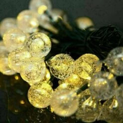LLOVE Guirlande Solaire Extérieure, 6.5m 30 LED Guirlande Lumineuse Boules Cristal Avec 8 Modes D'éclairage Lumière Décoration Pour Noël, Arbre, Jardin, Terrasse, Balcon, Terrasse, Noël, Mariage, Fête Blanc Chaud [Classe énergétique A+++]