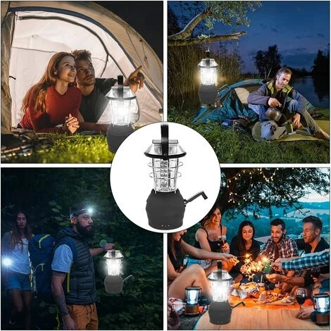 Lampe Solaire Camping Rechargeable, Lampe De Camping Solaire LED Avec Manivelle Et 3 Cordons Dalimentation, Lampe Manivelle Dynamo Pour Camping, Excursions, Secours, Pêche, Cave LangRay 7 Lampe Solaire Camping Rechargeable, Lampe De Camping Solaire LED Avec Manivelle Et 3 Cordons Dalimentation, Lampe Manivelle Dynamo Pour Camping, Excursions, Secours, Pêche, Cave LangRay – Image 5