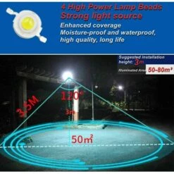 LLOVE Lampe Solaire Extérieure, [2 Pièces] Lampe Solaire Extérieure Détecteur De Mouvement, Spot Solaire Extérieur 360° [1200mAh] Lampe Solaire Extérieure Jardin Imperméable (Noir) -Luminaire solaire Soldes 2022 67890504 4