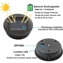 LLOVE 2 Pièces Haut De Remplacement Lumière Solaire Pour Lantern Panneau Solaire Couvercle De Lumière Avec Une Ampoule LED,Lanterne Solaire Bricolage Pour Décor De Jardin Extérieur -Luminaire solaire Soldes 2022 67914991 4