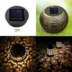 LLOVE 2 Pièces Haut De Remplacement Lumière Solaire Pour Lantern Panneau Solaire Couvercle De Lumière Avec Une Ampoule LED,Lanterne Solaire Bricolage Pour Décor De Jardin Extérieur -Luminaire solaire Soldes 2022 67914991 5