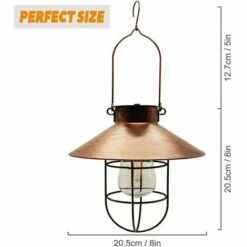 LLOVE Lanterne Solaire à Suspendre Avec Crochet, Lampe Solaire LED Vintage Avec Blanc Chaud, Cage En Acier, étanche, Pour Jardin, Cour, Patio, Clôture, Décoration – Bronze -Luminaire solaire Soldes 2022 67915355 5