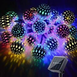 LLOVE Guirlande Lumineuse Exterieur Solaire, 7M(23FT) 50 LED Guirlande Guinguette, Étanche IP44, 8 Modes, Idéale Décoration Pour Jardin, Balcon, Fête, Mariage, Noël