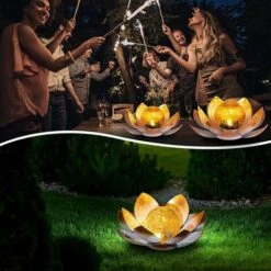 LLOVE Lampe Solaire Fleur De Lotus - Fleur LED Lumineuse Par Énergie Solaire - Décoration Écologique Pour Jardin -Luminaire solaire Soldes 2022 68014154 5