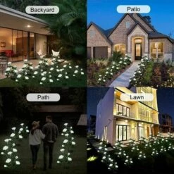 LLOVE Lampes Solaires à LED En Forme De Roses Artificielles Pour Extérieur, Décoration De Jardin, Cour, Patio, Tombe, Cimetière, Balcon, Décoration De Noël – Blanc -Luminaire solaire Soldes 2022 68201740 4