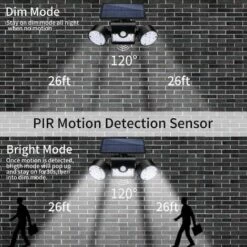LLOVE Lampe Solaire Extérieure, Applique Murale Solaire Extérieure, Avec 30 Projecteurs LED étanches à Double Tête, Rotation à 360 Degrés, Avec Détecteur De Mouvement Pour Le Jardin -Luminaire solaire Soldes 2022 68201993 5
