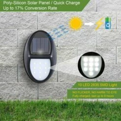 LLOVE Lampe Solaire Exterieur, 10 LED Lampe Solaire Applique Led, Eclairage Exterieur Solaire IP65 étanche Avec Capteur Crépusculaire Pour Patio, Jardin, Cour, Escaliers [Classe énergétique A+] (1 Pack) -Luminaire solaire Soldes 2022 68202074 4