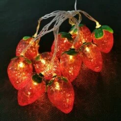 BAICCCF Guirlande Solaire 4.92ft Noël Guirlande Lumineuse Mignon Fraise Décor Guirlande Lampe Fée Lumière Fête De Noël Lumière -Luminaire solaire Soldes 2022 68275878 3