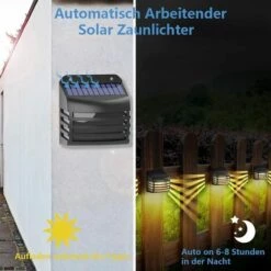 LLOVE Lot De 2 Lampes Solaires De Jardin D'extérieur – Étanche – Éclairage De Clôture Pour Allée, Clôture, Terrasse, Porte D'entrée, Escalier, Paysage -Luminaire solaire Soldes 2022 68309843 3