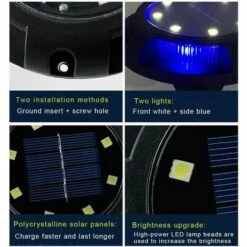 LLOVE Éclairage De Pelouse Solaire à LED， 8 LED 4 Pack Spot Lampe Solaire Jardin Etanche IP65 Pelouse Lumière Decorative Pour Chemin Jardin Terrace Cour Pelouse Blanc，(blanc Naturel + Bleu) -Luminaire solaire Soldes 2022 68573383 3