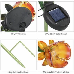 Lampe Solaire DENUOTOP Lampe De Pelouse à LED à énergie Solaire Lanterne Décorative IP55 Lampes D'extérieur Résistantes à L'eau Pour Passerelle Pelouse Chemin Jardin Paysage Lampes -Luminaire solaire Soldes 2022 68689451 5
