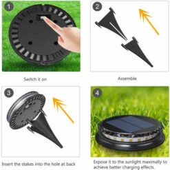 Lampe Solaire DENUOTOP Solar Ground Lights LED Warm Light Outdoor Solar Disk Lights IP68 Waterproof Underground Lights Solar Garden Lights Landscape Lights For Pathway Yard Deck Patio Walkway -Luminaire solaire Soldes 2022 68690846 3