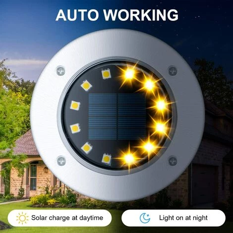 LLOVE Lampe Solaire Extérieure 12 LED 4 Pièces Lampe Solaire Lumière Chaude Lampe Solaire De Jardin Imperméable Acier Inoxydable Pour Extérieur, Jardin, Patio, Pelouse, Cour, Trottoir 5 LLOVE Lampe Solaire Extérieure 12 LED 4 Pièces Lampe Solaire Lumière Chaude Lampe Solaire De Jardin Imperméable Acier Inoxydable Pour Extérieur, Jardin, Patio, Pelouse, Cour, Trottoir – Image 3