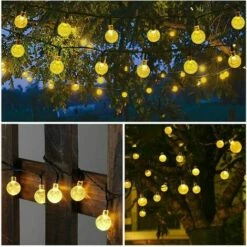 MONLY Guirlande Solaire Guirlande Lumineuse Solaire Extérieure 40LED Globe De Cristal Imperméable Guirlande Lumineuse Pour Jardin, Cour, Camping, Mariage, Décoration De Noël (Blanc Chaud) -Luminaire solaire Soldes 2022 68773322 5