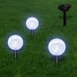 VidaXL Lampes De Jardin LED Solaires 3 Pcs Avec Piquet De Sol - Blanc