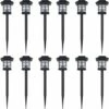 VidaXL Ensemble De 12 Lampes LED Solaires Avec Piquet 8,6x8,6x38 Cm - Noir -Luminaire solaire Soldes 2022 734685 1