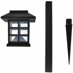 VidaXL Ensemble De 12 Lampes LED Solaires Avec Piquet 8,6x8,6x38 Cm - Noir -Luminaire solaire Soldes 2022 734685 4