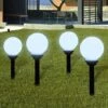 Boule Solaire Extérieure D'allée Et Piquets 4 Pcs 15 Cm VidaXL -Luminaire solaire Soldes 2022 930616 1
