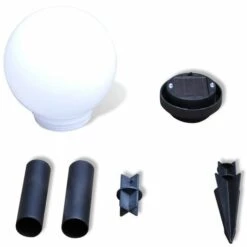 Boule Solaire Extérieure D'allée Et Piquets 4 Pcs 15 Cm VidaXL -Luminaire solaire Soldes 2022 930616 5