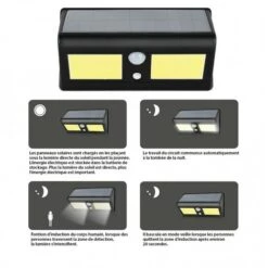 Applique Extérieure Solaire LED 350lm Noire 211X115X86mm Autonome à Détection De Mouvement 110° IP44 NITYAM LDSOL_350LM_703 -Luminaire solaire Soldes 2022 9772991 4